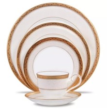 Noritake Odessa Gold 5Pc Place Setting Dinner Salad Bread Plate Tea Cup Saucer