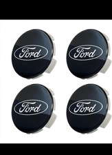 4x BLACK FORD CENTRE CAPS 54MM