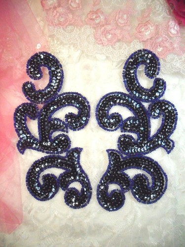 Sequin appliques navy blue - sequin,