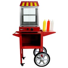 Hot Dog Steamer & Cart - Commercial Glass Display, Bun Warmer, Events Machine