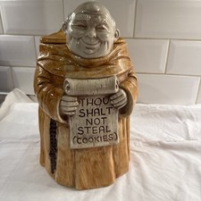 12” Treasure Craft Cookie Jar Friar Monk THOU SHALT NOT STEAL COOKIES USA (13)  