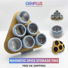 GEM+ | Premium Magnetic Bamboo Spice Tin Organizer with 6 Jars Elegant & Modern