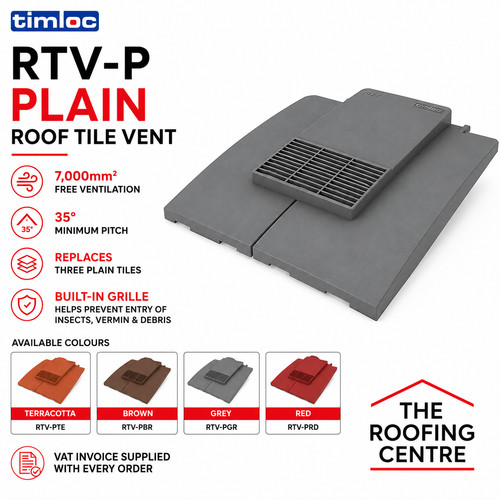Timloc plain roof tile - tile, vent