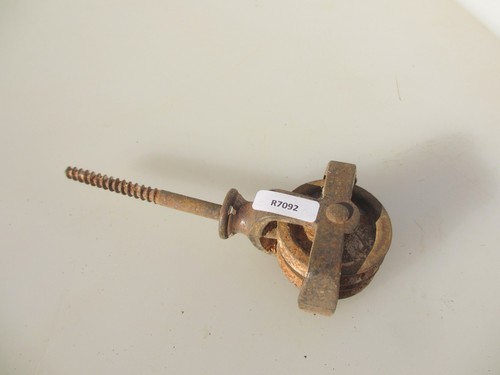 Vintage iron pulley wheel - pulley,
