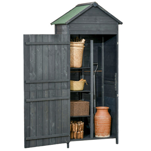 Tall slim wooden garden shed - garden,