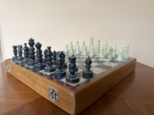 Vintage chess board marble - vintage,