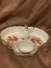 3pc. St. George Fine Bone China Strawberry Basket with sugar pot.