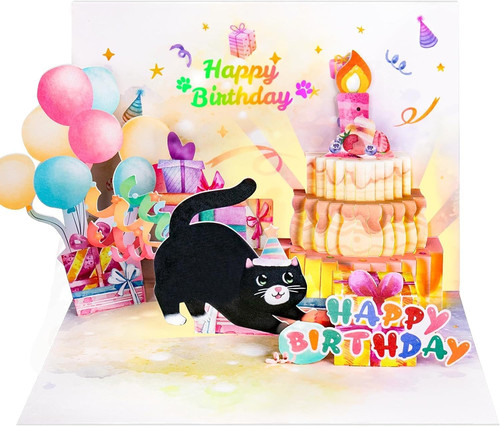 Birthday cards cute cat music - birthday,