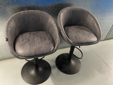 Grey Bar Stools, Kitchen Breakfast Bar Chairs, Pack of 2