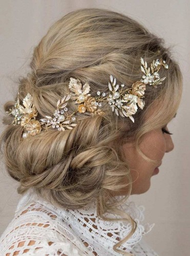 Gold bridal hair vine - hair,