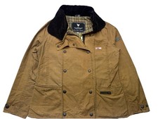 John Patridge Handmade In England 100%Waxed Cotton Jacket Size 12 Brown Check