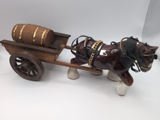 Ceramic Horse And Wooden Cart