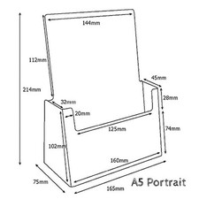 A5 Clear Perspex Leaflet Holders Brochure Stand Counter Top Portrait Menu Flyer