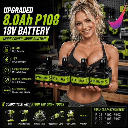 4pcs upgraded 0ah - 8.0ah, p108