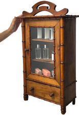ANTIQUE FRENCH BATHROOM CABINET FAUX BAMBOO MOTIF 'JAPONISME' INFLUENCE 19th c.