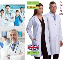 WHITE STANDARD CLASSIC LAB COAT HYGIENE WAREHOUSE LABORATORY DOCTORS MEDICAL UK.