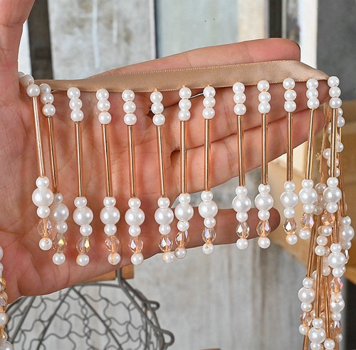 Champagne tubes fringe trim - fringe,