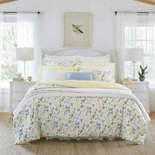 Laura Ashley Home - King Duvet Cover Set, Cotton Sateen Reversible Bedding with