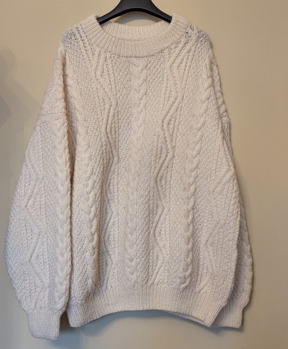 Aran handknitted wool cream - handknitted,