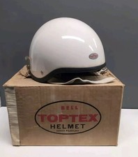 1962 Bell Toptex Motorcycle Helmet Silver Tag With Original Box Half 