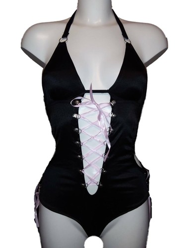 Black satin feel open - black,