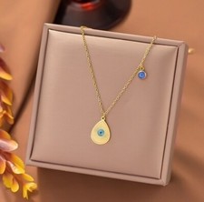 Evil eye Droplets Stainless Steel Necklace