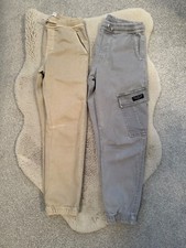2 x Zara Boys Cargo Trousers Grey & Beige Size 10 Years 140cm
