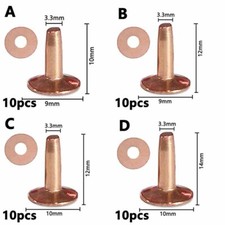 Solid Brass/Copper 10-19mm Hose Saddlers Rivets Bag Accessory Craft DIY Supply