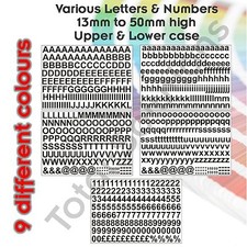 13mm - 50mm Self Adhesive Vinyl Alphabet Letters and Numbers - Upper & Lowercase