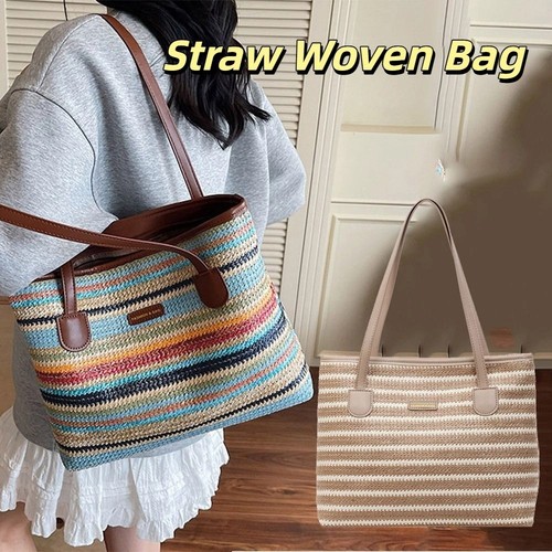 Straw tote bag - tote, woven
