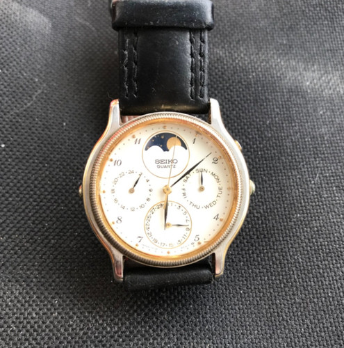80s seiko 7f39 6029 two - 7f39-6029, two-tone