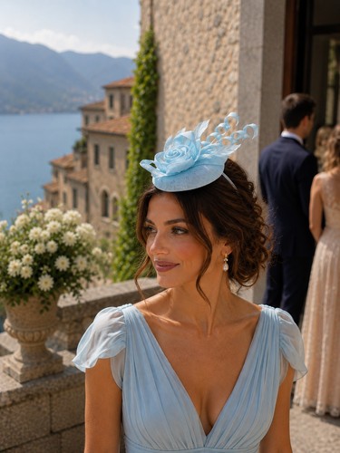 Light blue bow - knot, fascinator