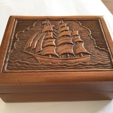 Vintage Hand Carved Wooden Box