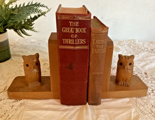 Vintage Hard Carved Wooden Owl