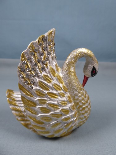 Bejewelled trinket box swan - bejewelled,
