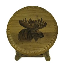 Zeckos Rustic Handcrafted Wooden Carved Moose Bar Stool 24 in.