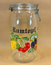 Vintage Le Parfait Rumtopf Jar 27cm Made in France Fruit Design Glass Clamp Lid