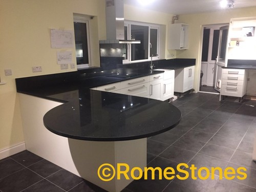 Black granite worktops - black,