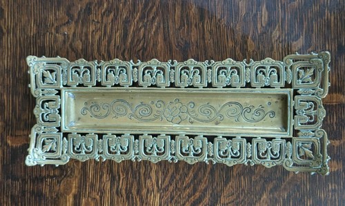 Victorian brass pen tray 1887 - victorian,