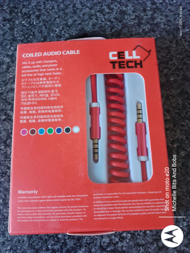 Cell tech coiled audio cable - coiled,