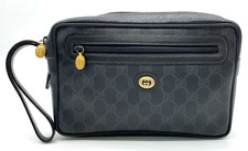 Authentic Gucci GG Supreme Black 56.01.052 PVC Leather Clutch Bag NS100626