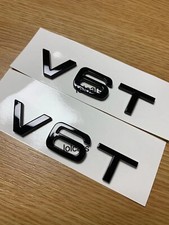 2x Gloss Black V6T Side Wing Badge Emblem For Audi A4/A5/A6/A7/S3/S4/S5/S6/Q5/Q7