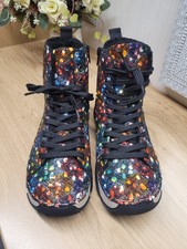 Worn Once Reiker Colour Splash Flower Lace up Wedge Boots Size 6.5 BUT FIT 6