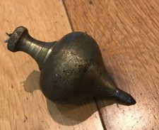 Vintage Rare Large Solid Brass Steel Tip Plumb Bob 441g 3.5” (K1)