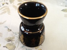 Black Greek Urn, hand made, gold coloured trim.   (A)