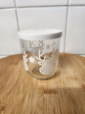 Rare Nutella Reindeer Christmas Glass With Lid, White Pattern