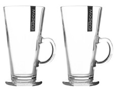 2 x Glass Latte Mugs 300ml Hot