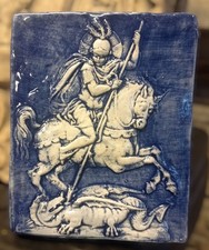 SAN GIORGIO DRAGO TERRACOTTA INVETRIATA APPENDERE O MURARE 13'5x10'5 cm Circa 