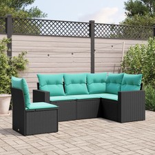 Garden Sofa Set Black PE
