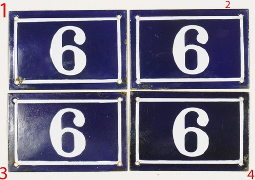 Old blue french house number - french, 6